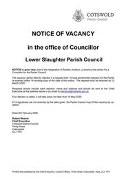 NOTICE OF COUNCILLOR VACANCY